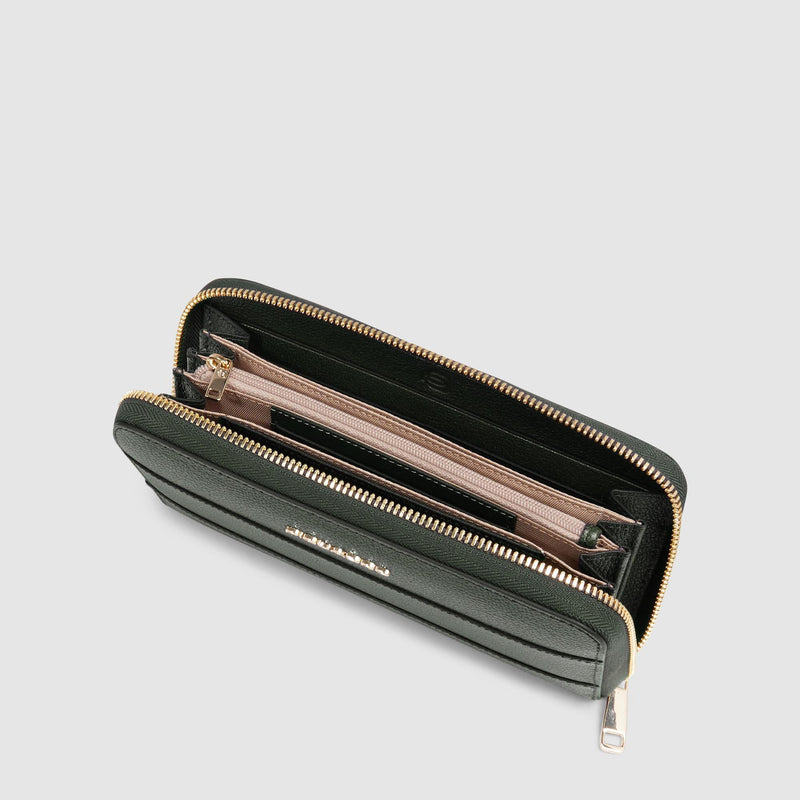 Portafoglio Piquadro Donna 4 Soffietti Pelle Verde