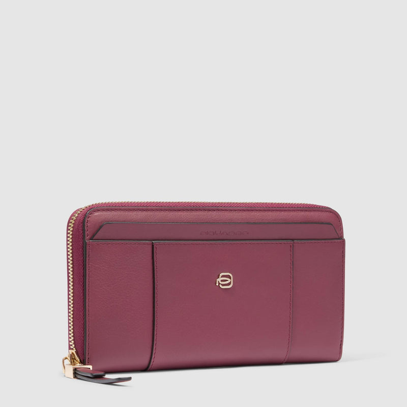 Portafoglio Piquadro Donna Quattro Soffietti Pelle Borgogna
