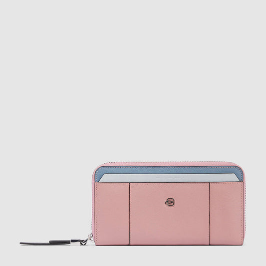 Portafogli Piquadro Portafoglio Donna In Pelle Rosa Antico/Celeste