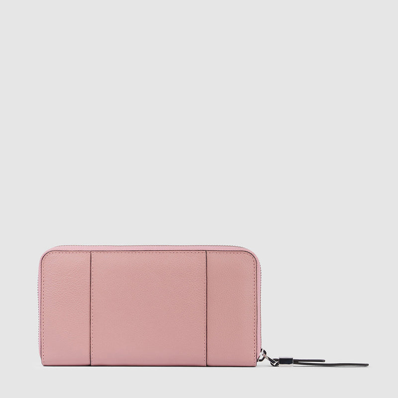 Portafogli Piquadro Portafoglio Donna In Pelle Rosa Antico/Celeste