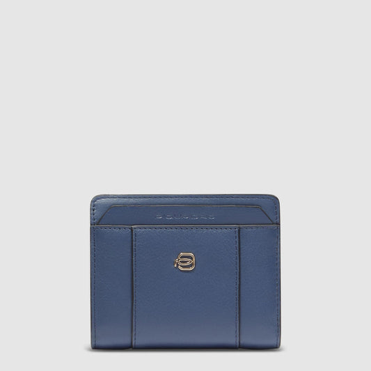 Portafoglio Piquadro Donna Portamonete Portadocumenti Pelle Blu Navy