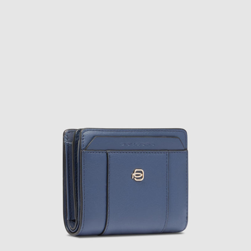 Portafoglio Piquadro Donna Portamonete Portadocumenti Pelle Blu Navy