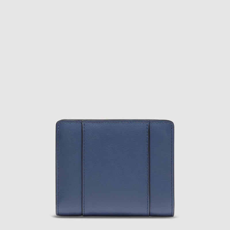 Portafoglio Piquadro Donna Portamonete Portadocumenti Pelle Blu Navy