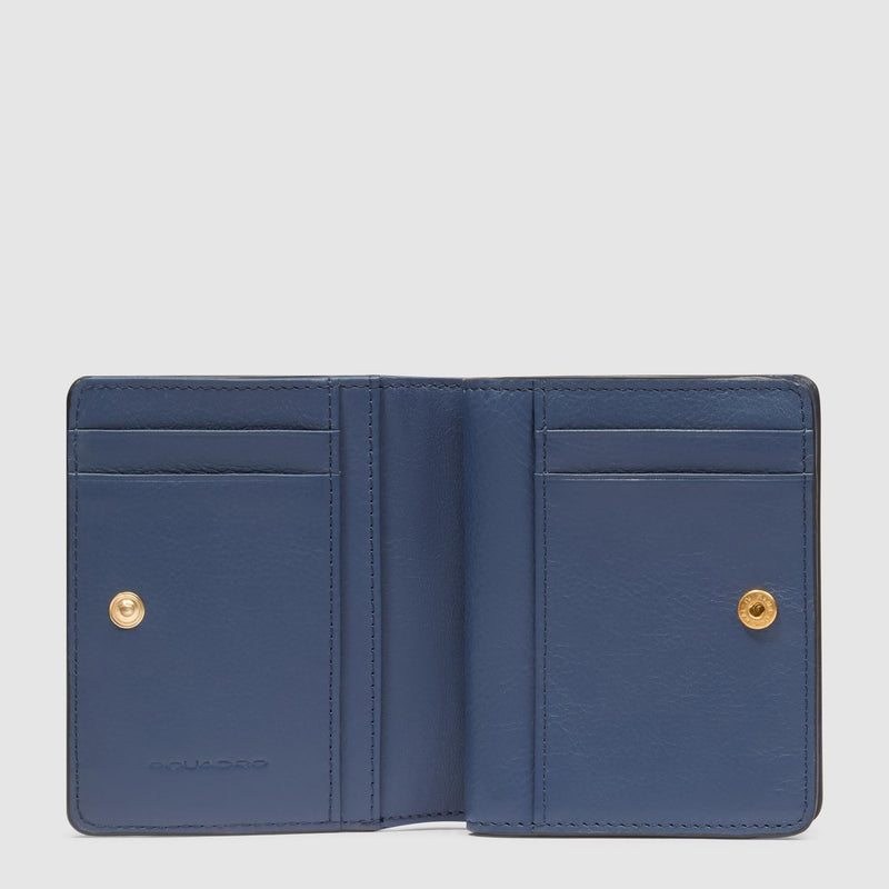 Portafoglio Piquadro Donna Portamonete Portadocumenti Pelle Blu Navy