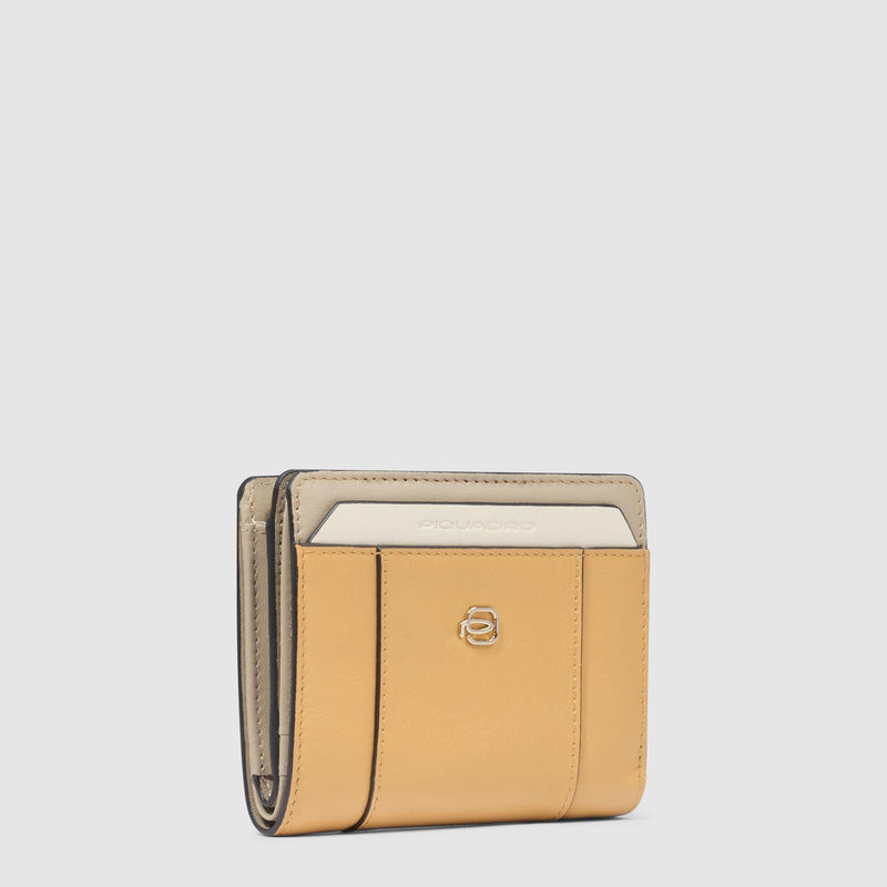 Portafogli Piquadro Portafoglio Donna Zip Pelle Gialla Beige