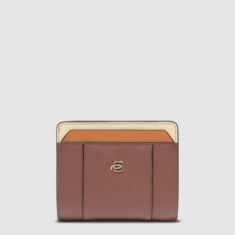 Portafoglio Piquadro Donna Portamonete Portadocumenti Pelle Marrone/Beige