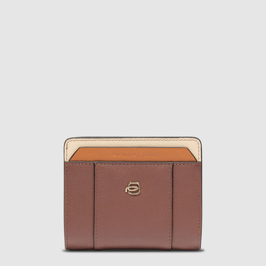 Portafoglio Piquadro Donna Portamonete Portadocumenti Pelle Marrone/Beige