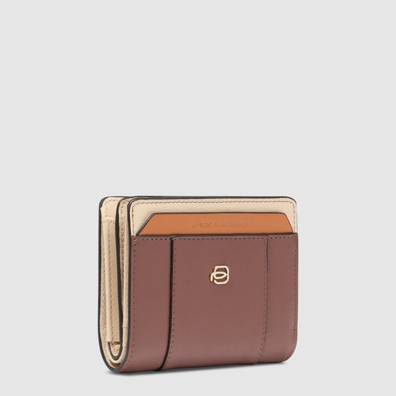 Portafoglio Piquadro Donna Portamonete Portadocumenti Pelle Marrone/Beige