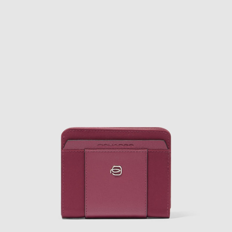 Portafoglio Piquadro Donna Portamonete Portadocumenti Tessuto Inserti Pelle Nera