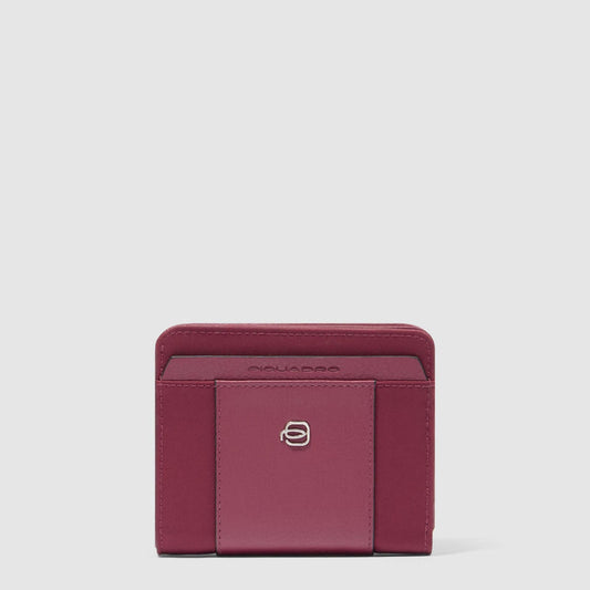 Portafoglio Piquadro Donna Portamonete Portadocumenti Tessuto Inserti Pelle Nera