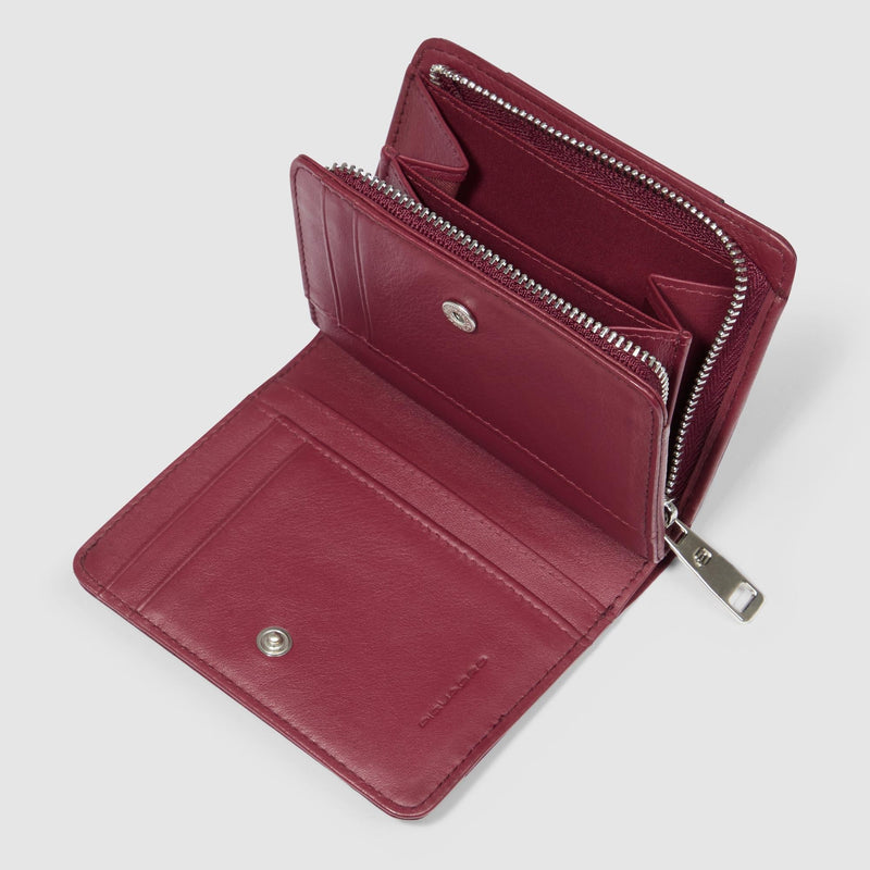 Portafoglio Piquadro Donna Portamonete Portadocumenti Tessuto Inserti Pelle Nera