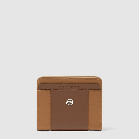 Portafoglio Piquadro Donna Portamonete Portadocumenti Tessuto Inserti Pelle Cuoio