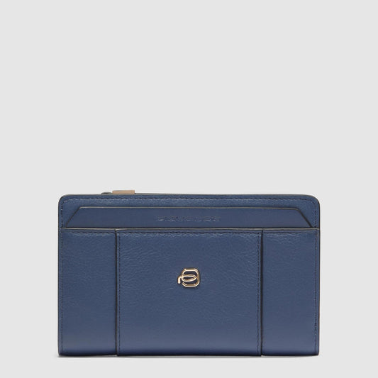 Portafoglio Piquadro Donna Portamonete Portadocumenti Pelle Blu Navy