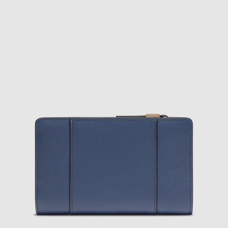 Portafoglio Piquadro Donna Portamonete Portadocumenti Pelle Blu Navy