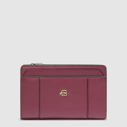 Portafoglio Piquadro Donna Portamonete Portadocumenti Pelle Borgogna