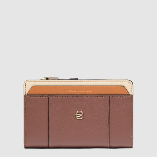 Portafoglio Piquadro Donna Portamonete Portadocumenti Pelle Marrone/Beige