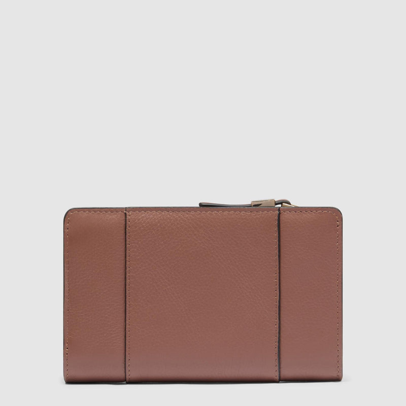 Portafoglio Piquadro Donna Portamonete Portadocumenti Pelle Marrone/Beige
