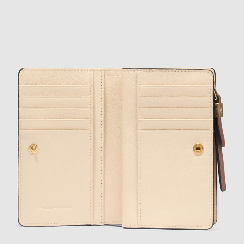 Portafoglio Piquadro Donna Portamonete Portadocumenti Pelle Marrone/Beige