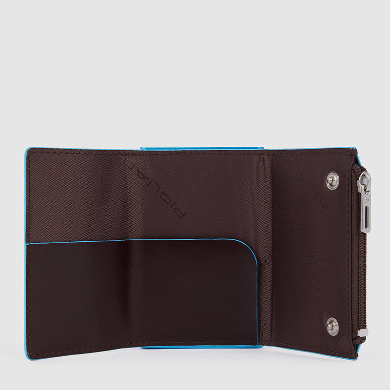 Portacarte Di Credito Piquadro Rigido Sliding System Porta Banconote E Portamonete In Pelle Mogano