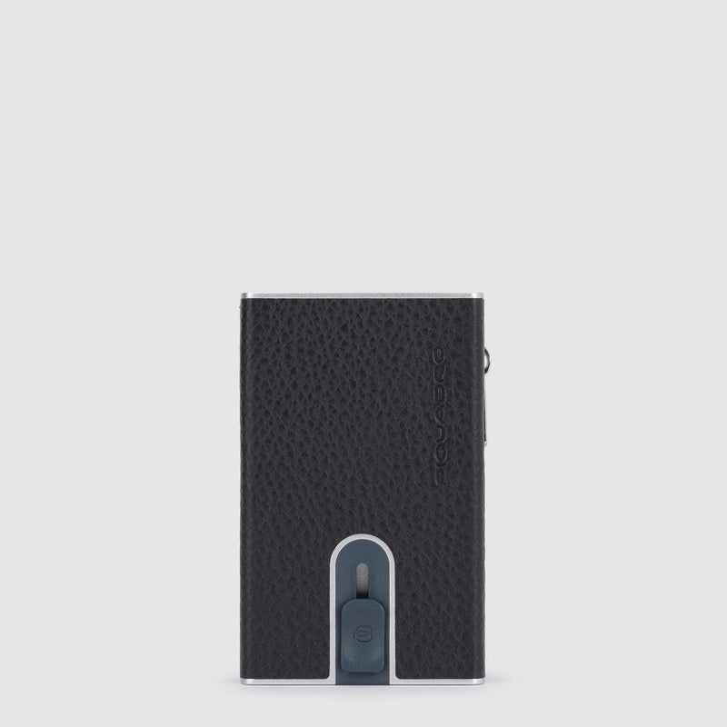 Portacarte Di Credito Piquadro Carte Sliding System Banconote Monete In Pelle Nera