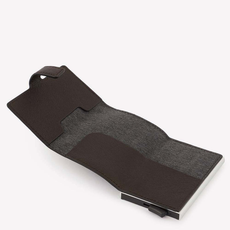 Portacarte Di Credito Piquadro Porta Carte Verticale Sliding System Banconote Pelle Color Testa di Moro