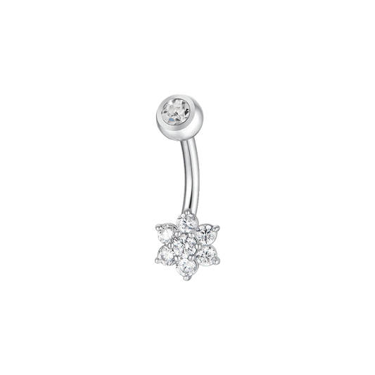 Piercing Luca Barra Acciaio Ad Arco Fiore Con Cristalli