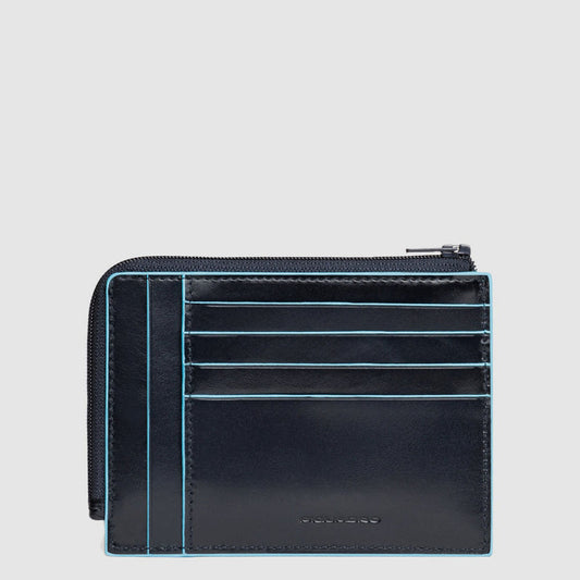 Portafogli Piquadro Blue Square Bustina Portamonete Documenti E Carte Di Credito In Pelle Blu