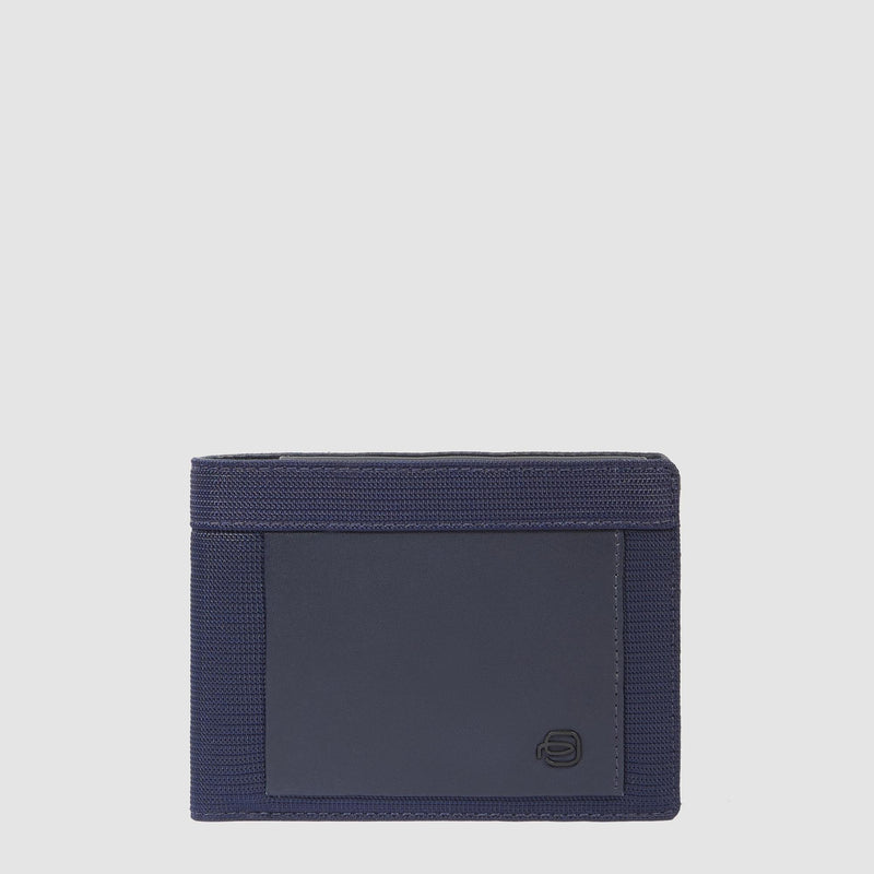 Portafogli Piquadro Portafoglio Uomo Portamonete Portadocumenti Tessuto Inserti Pelle Blu