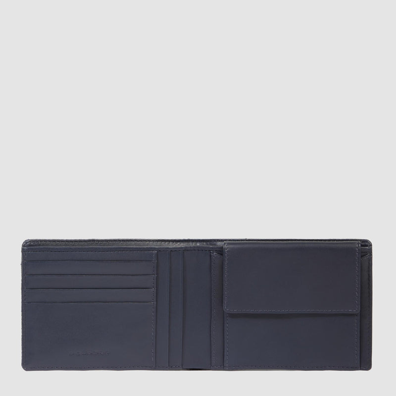 Portafogli Piquadro Portafoglio Uomo Portamonete Portadocumenti Tessuto Inserti Pelle Blu