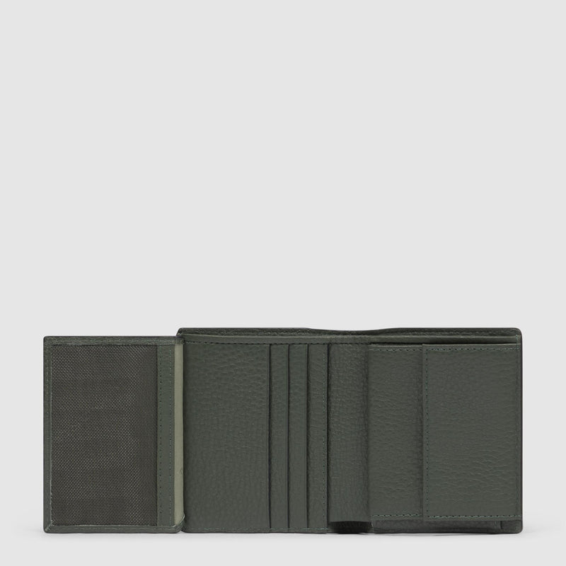 Portafogli Piquadro Portafoglio Uomo Verticale Portamonete Volantino Portadocumenti Pelle Martellata Verde