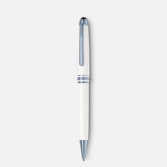 Penna Montblanc Meisterstuck Glacier White Resina Bianca Finiture Azzurro