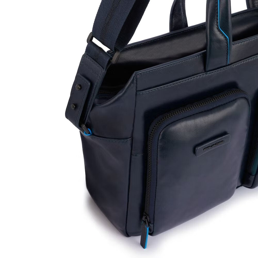 Borse Lavoro Piquadro Borsa Porta Pc Ipad in Pelle Blu