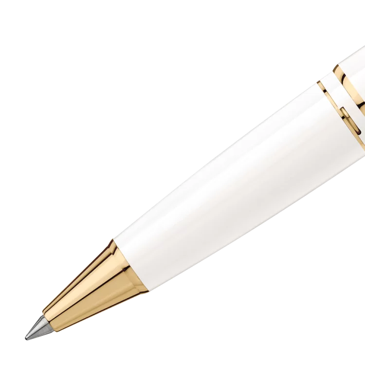 Penna Roller Montblanc Pix Resina Bianca Finiture Pvd Oro