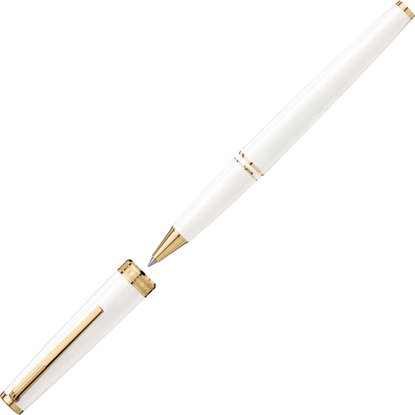 Penna Roller Montblanc Pix Resina Bianca Finiture Pvd Oro