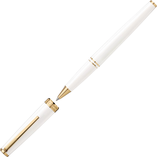 Penna Roller Montblanc Pix Resina Bianca Finiture Pvd Oro