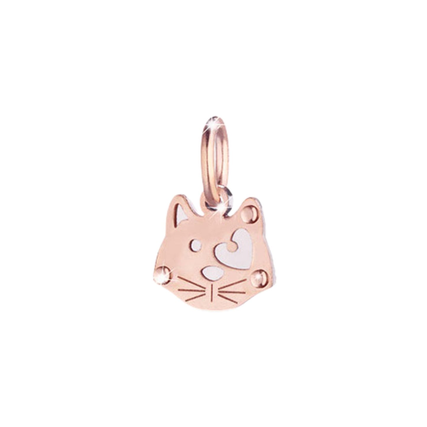 Ciondolo Lebebé Lockyourlove Gatto Oro Rosa 9 Kt Argento Cordino Nero
