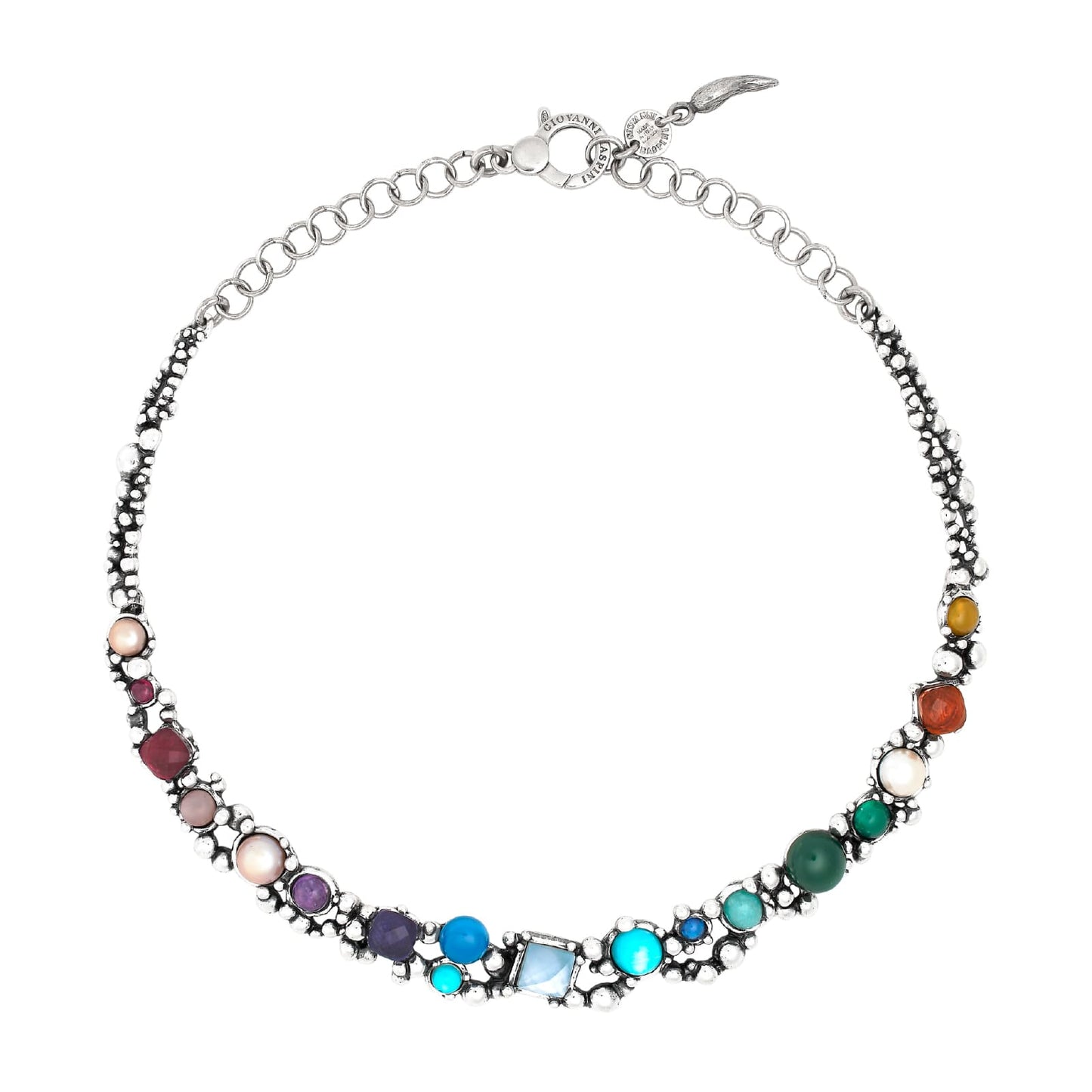Collana Giovanni Raspini Cocktail Argento 925 Pietre naturali Gemme e Perle
