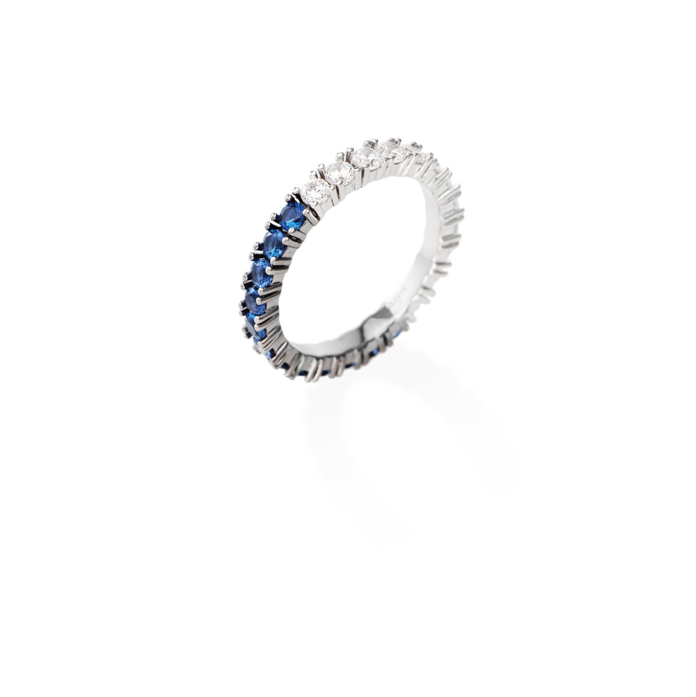 Anello Amen Diamond Argento con Zirconi Bianchi/Blu - Misura 14