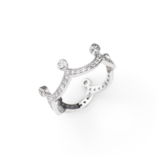 Anello Amen Argento Corona  con Zirconi - Misura 18