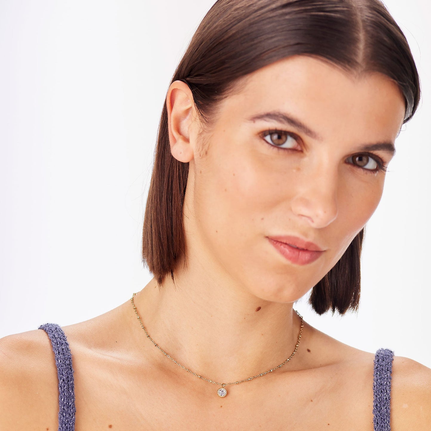 Collana Sagapò Aurora Acciaio Pvd Oro Pendente Punto Luce
