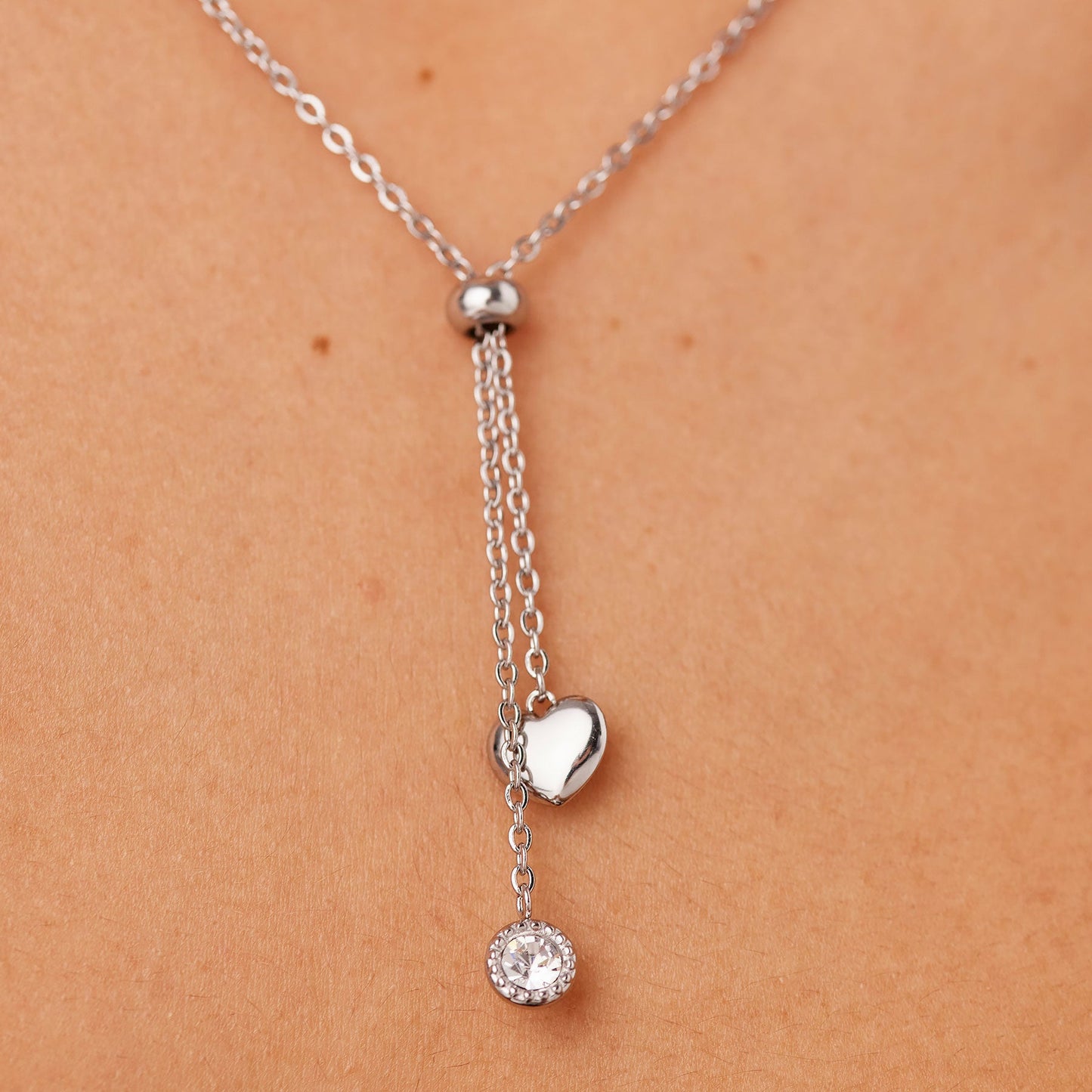 Collana A Y Sagapò Aurora Acciaio Cristallo e Cuore