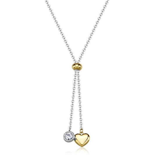 Collana A Y Sagapò Aurora Acciaio Pvd Oro Cristallo e Cuore