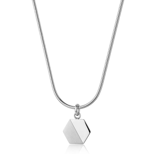 Collana Uomo Sagapò Bound Acciaio Maglia Coda Di Topo Pendente Esagonale Lucido/Satinato
