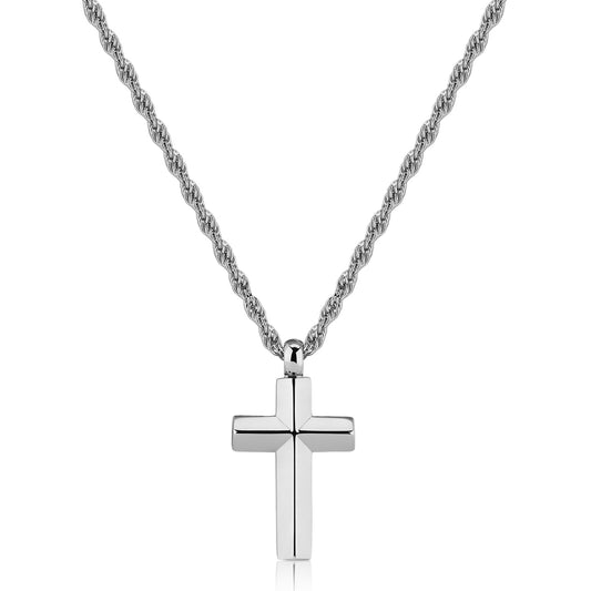 Collana Uomo Sagapò Bound Acciaio Fune Pendente Croce
