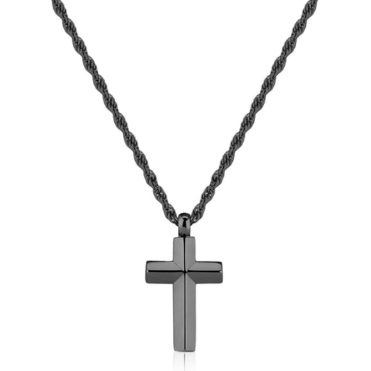 Collana Uomo Sagapò Bound Pvd Nero Fune Pendente Croce