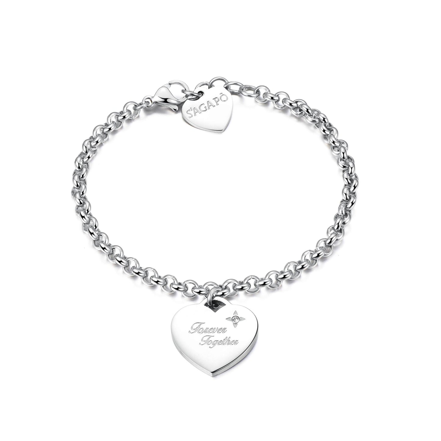 Bracciale Sagapò Be My Always In Acciaio Con Charm Cuore