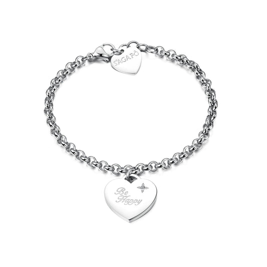 Bracciale Sagapò Be My Always In Acciaio Con Charm Cuore