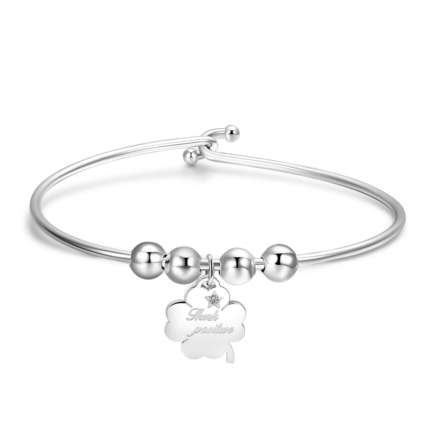 Bracciale Rigido Sagapò Be My Always In Acciaio Con Charm Quadrifoglio