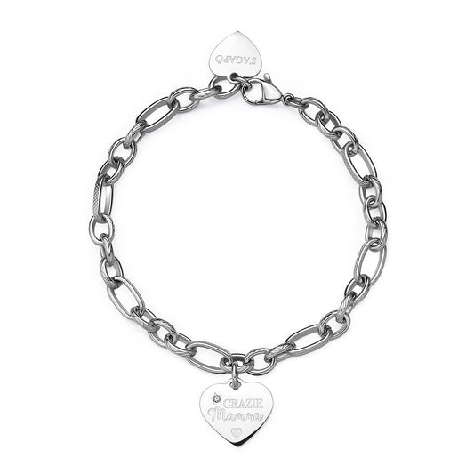 Bracciale Sagapò Be My Family In Acciaio Con Charm Cuore