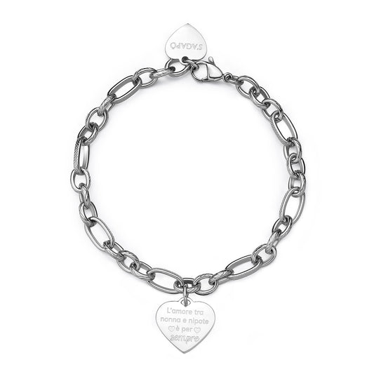 Bracciale Sagapò Be My Family In Acciaio Con Charm Cuore